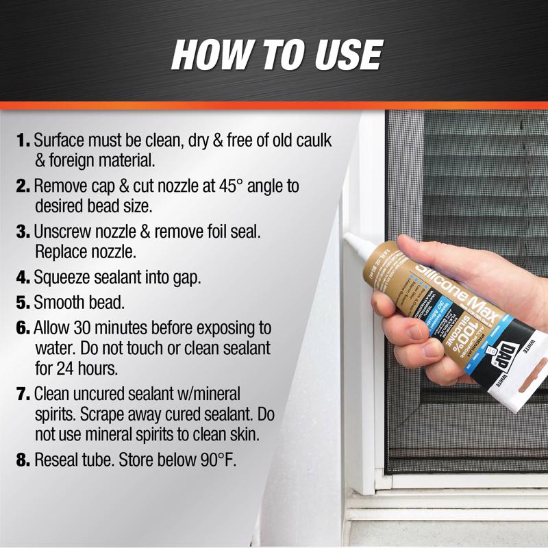 DAP Silicone Max White Silicone All Purpose Sealant 2.8 oz