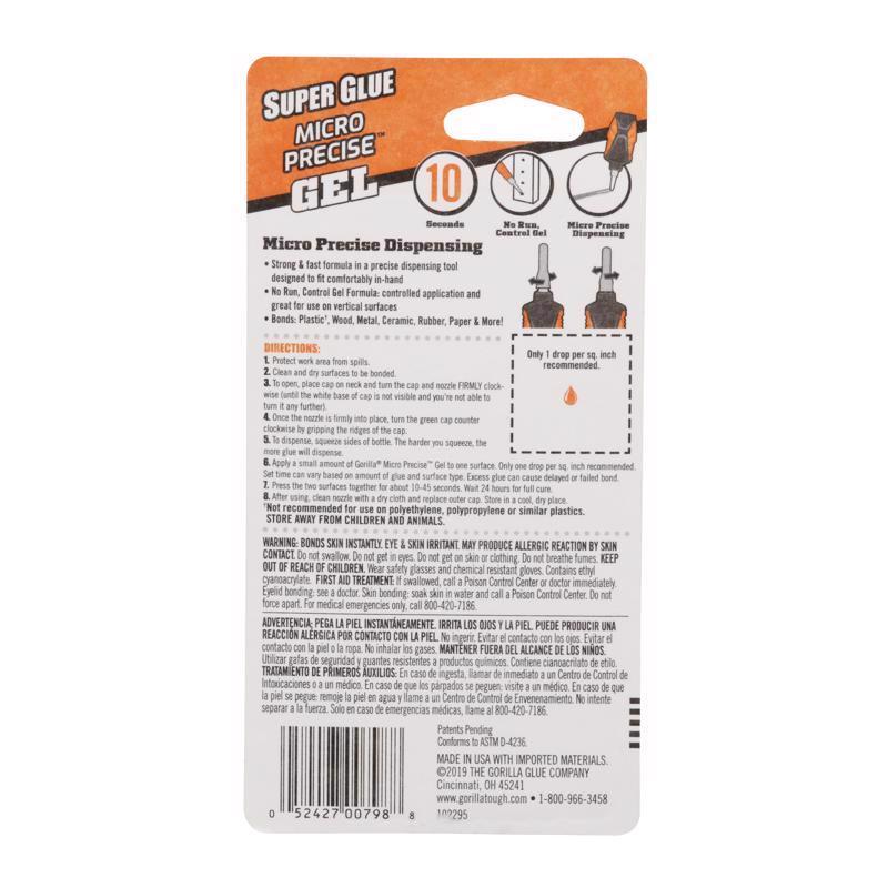 Gorilla Micro Precise High Strength Hybrid Adhesive Translucent Super Glue 5.5 gm