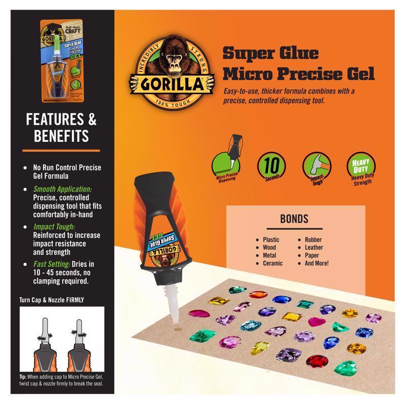 Gorilla Micro Precise High Strength Hybrid Adhesive Translucent Super Glue 5.5 gm