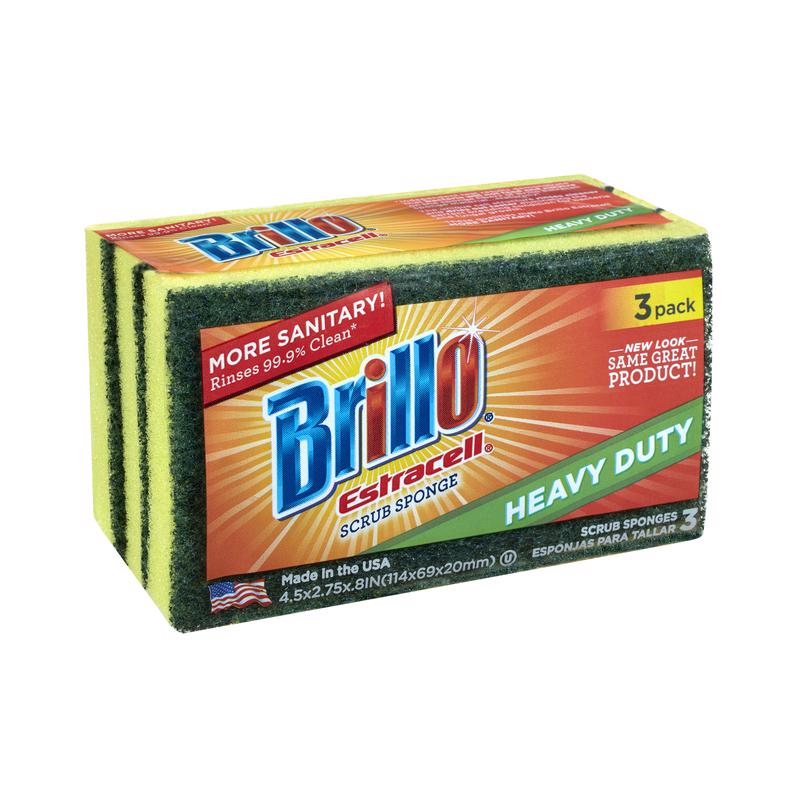 Brillo Estracell Heavy Duty Scrubber Sponge For All Purpose 4.5 in. L 3 pc