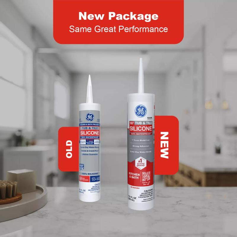 GE Tub & Tile White Silicone 1 Tub and Tile Caulk Sealant 10.1 oz