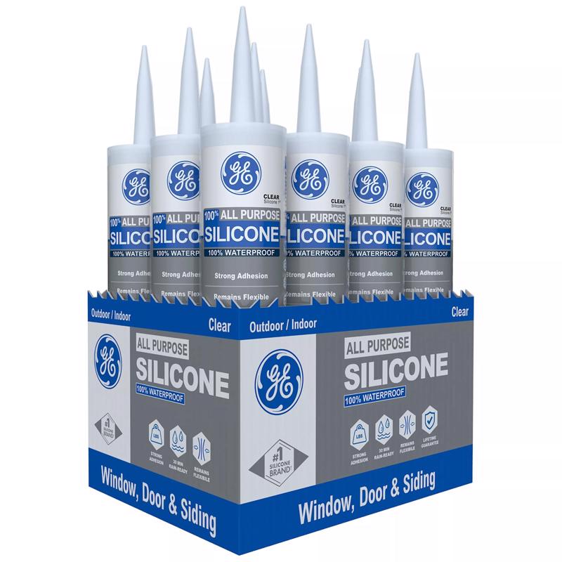 GE Window & Door Clear Silicone 1 Window and Door Caulk Sealant 10.1 oz