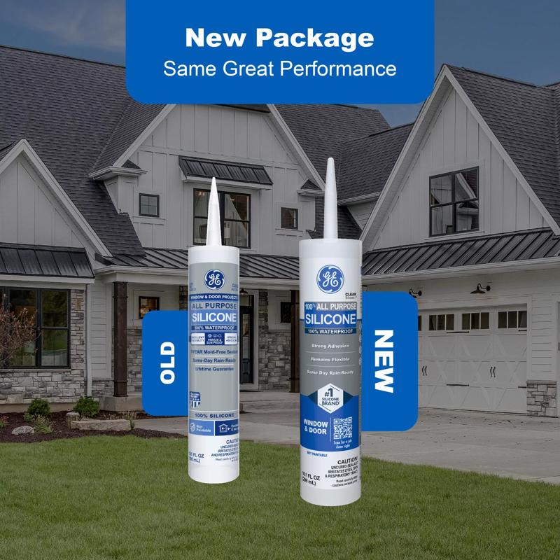 GE Window & Door Clear Silicone 1 Window and Door Caulk Sealant 10.1 oz