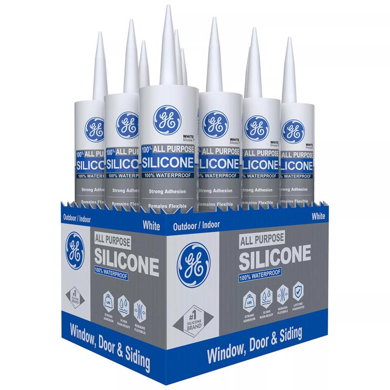GE Window & Door White Silicone 1 Window and Door Caulk Sealant 10.1 oz
