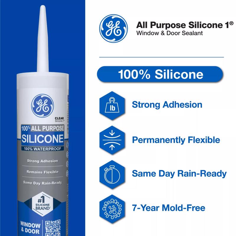 GE Window & Door White Silicone 1 Window and Door Caulk Sealant 10.1 oz