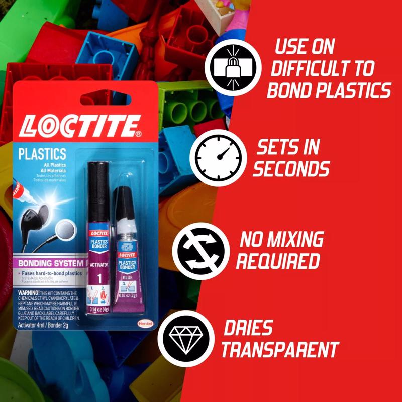 Loctite Plastic Bonding System High Strength Cyanoacrylate Clear Plastic Bonder 4 gm