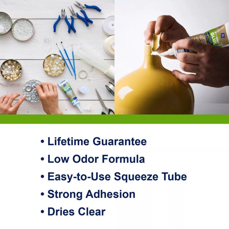 GE Silicone 2 Medium Strength Silicone Clear Glue 2.8 oz