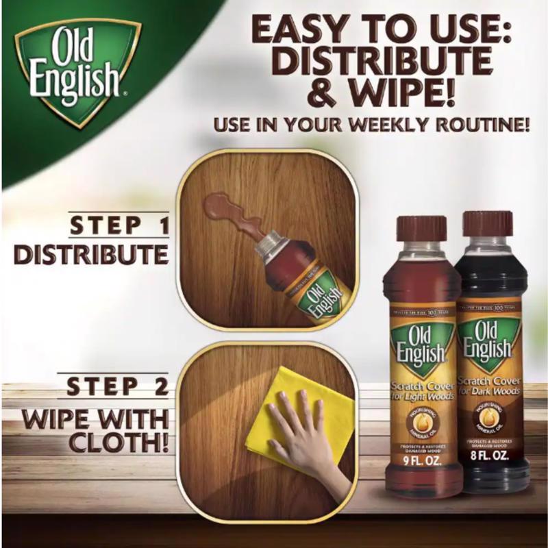 Old English No Scent Scratch Cover Polish Dark Wood 8 oz Liquid