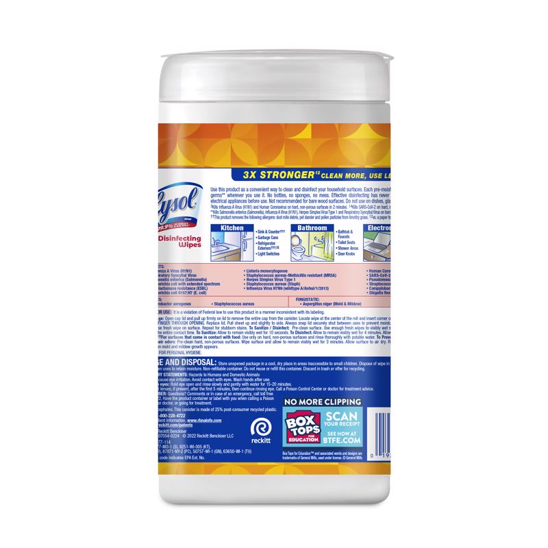 Lysol Brand New Day Mango & Hibiscus Scent Disinfecting Wipes 80 ct