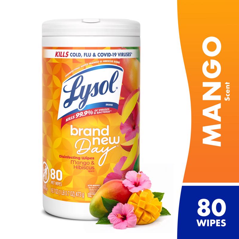 Lysol Brand New Day Mango & Hibiscus Scent Disinfecting Wipes 80 ct