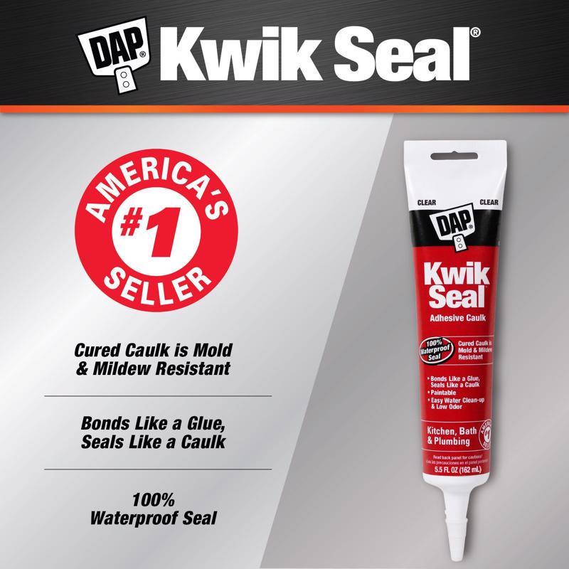 DAP Kwik Seal Clear Acrylic Latex Kitchen and Bath Adhesive Caulk 5.5 oz