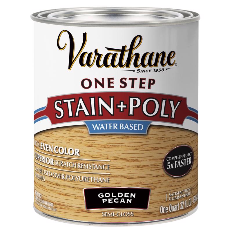 Varathane Semi-Gloss Golden Pecan Water-Based Acrylic Modified Urethane One-Step Stain/Poly 1 qt