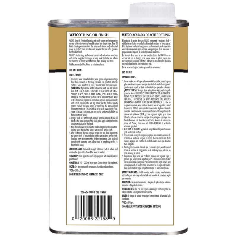 WATCO Clear Oil-Based Alkyd-Oil Tung Oil 1 qt