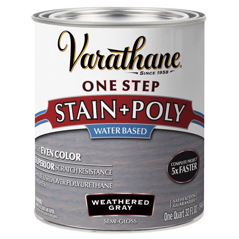 Varathane Semi-Gloss Weathered Gray Water-Based One-Step Stain/Poly 1 qt