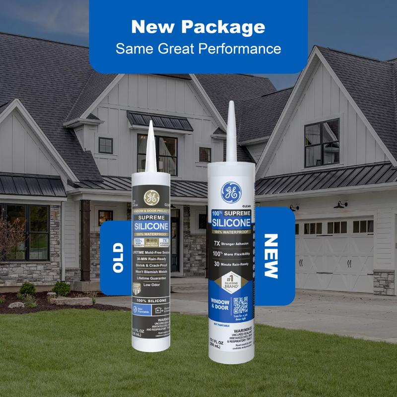 GE Supreme Clear Silicone Window and Door Sealant 10.1 oz