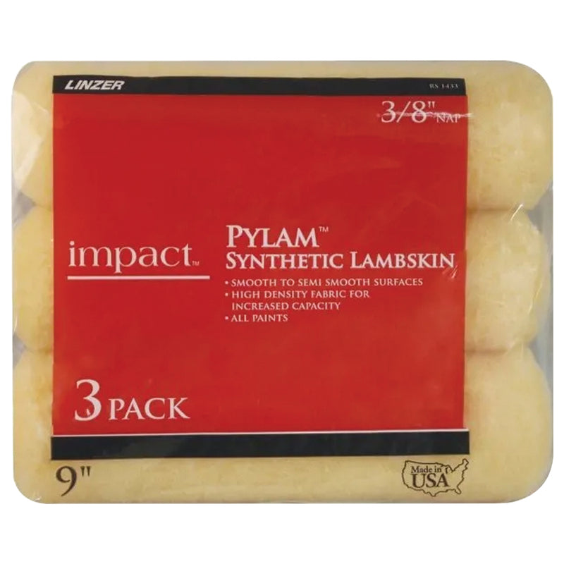 Linzer Better Synthetic Lambskin 9 in. W X 3/8 in. Paint Roller Cover 3 pk
