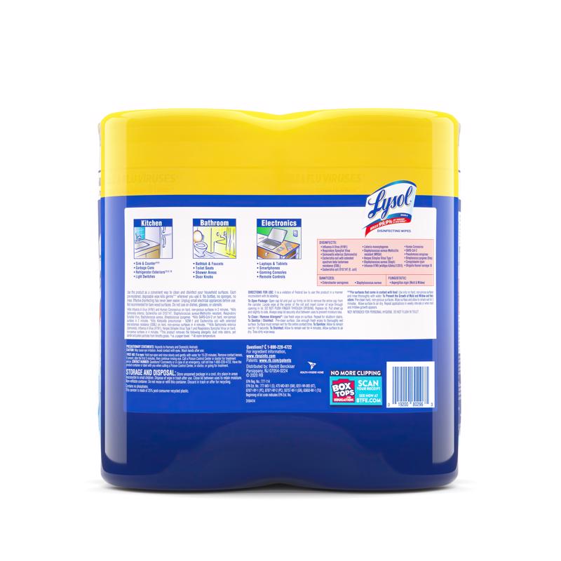 Lysol Lemon & Lime Blossom Scent Disinfecting Wipes 160 ct 2 pk