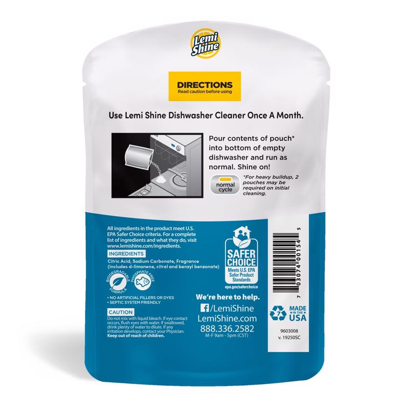 Lemi Shine Lemon Scent Powder Dishwasher/Disposal Cleaner 1.76 oz