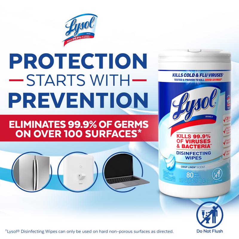 Lysol Fiber Weave Disinfecting Wipes 80 pk