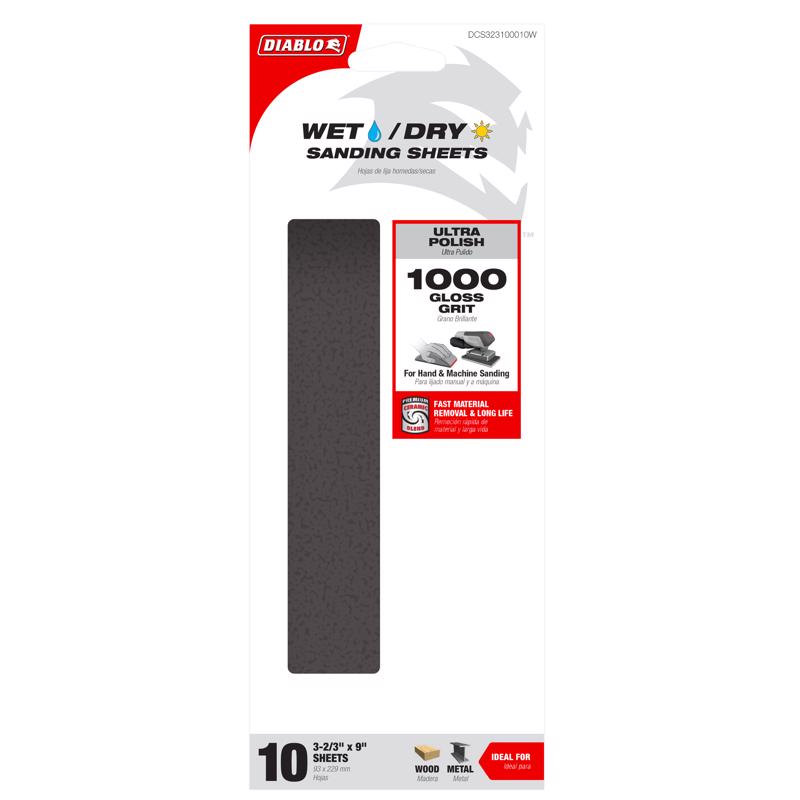 Diablo 9 in. L X 3-2/3 in. W 1000 Grit Silicone Carbide Sanding Sheet 10 pk