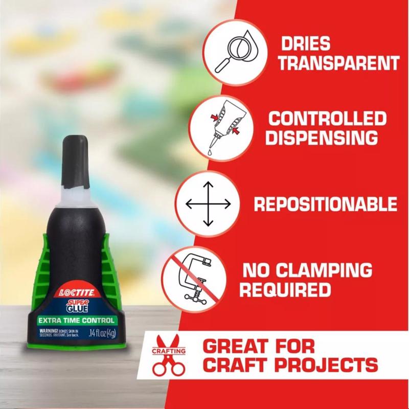 Loctite Extra Time Control High Strength Cyanoacrylate Clear Super Glue 4 gm