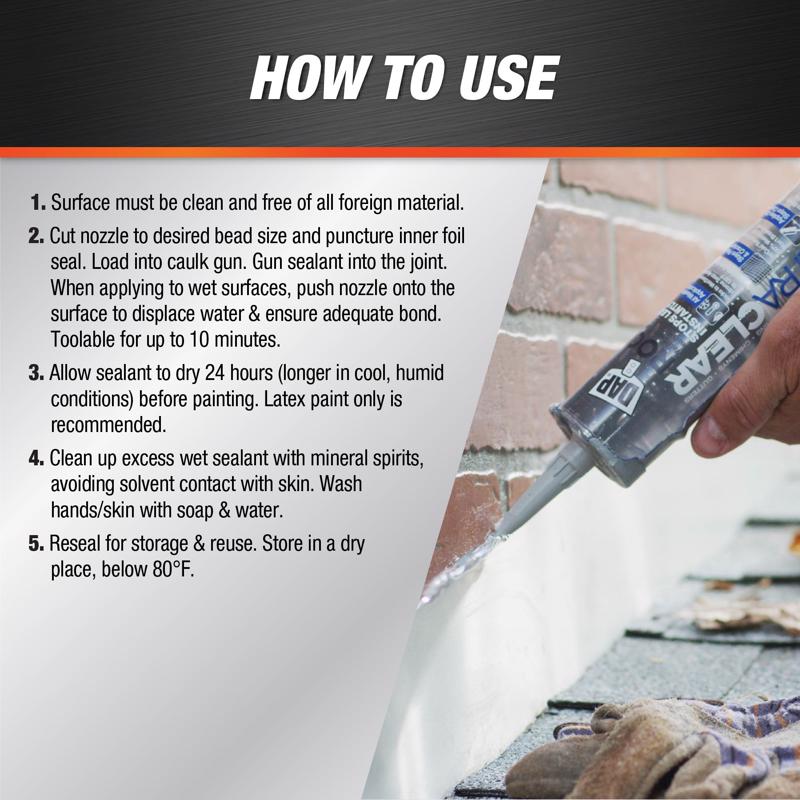 DAP Ultra Clear Crystal Clear Synthetic Rubber Roof Repair Waterproof Sealant 10.1 oz