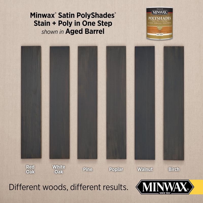 Minwax Polyshades Semi-Transparent Satin Aged Barrel Oil-Based Stain/Polyurethane Finish 1 qt