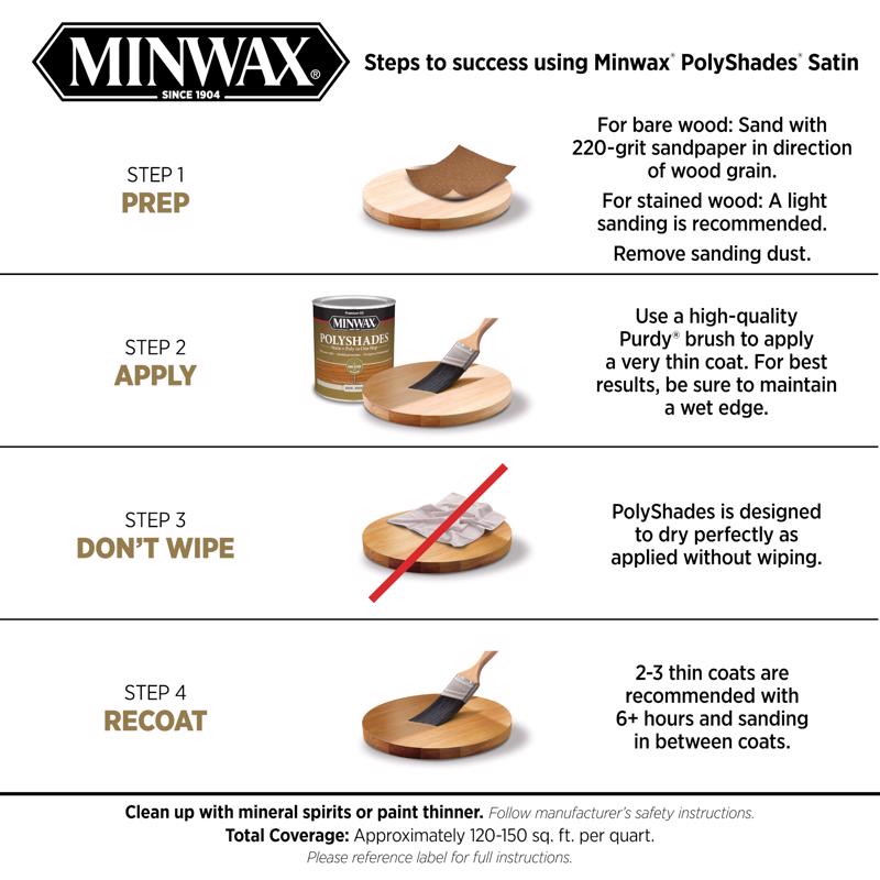 Minwax PolyShades Semi-Transparent Satin Aged Barrel Stain/Polyurethane Finish 1/2 pt