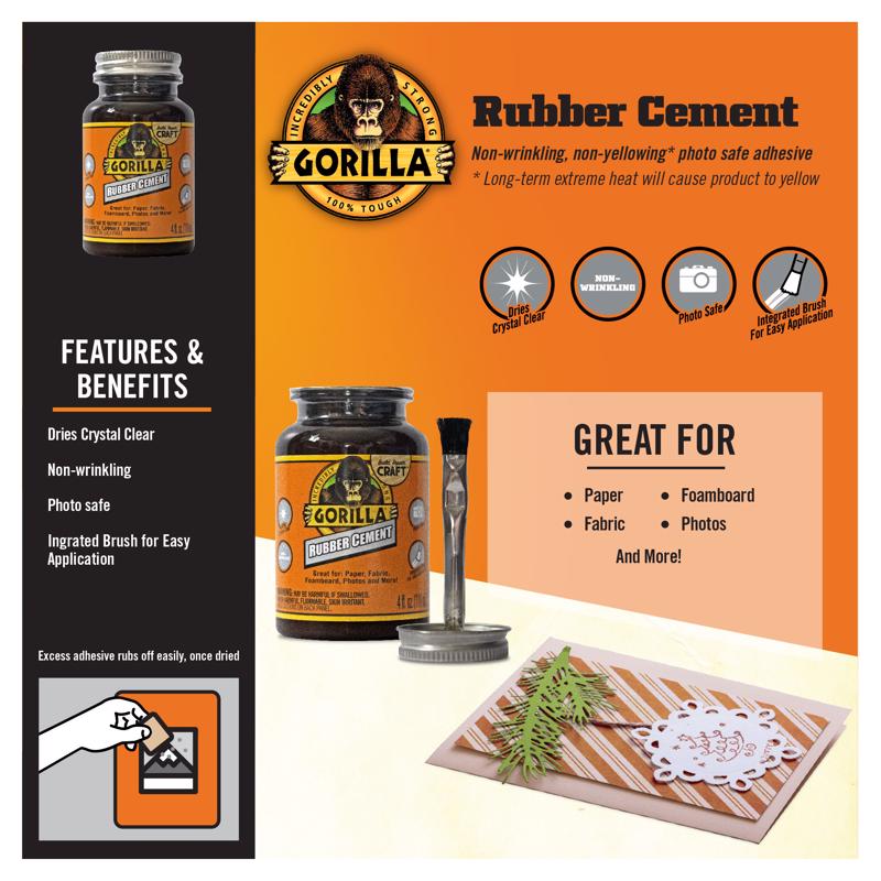 Gorilla Craft High Strength Clear Rubber Cement 4 oz