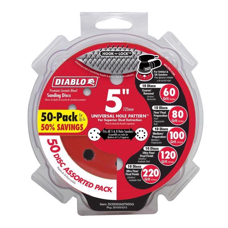 Diablo Hook and Lock 5 in. L X 5 in. W Ceramic Blend Assorted Drywall ROS Disk