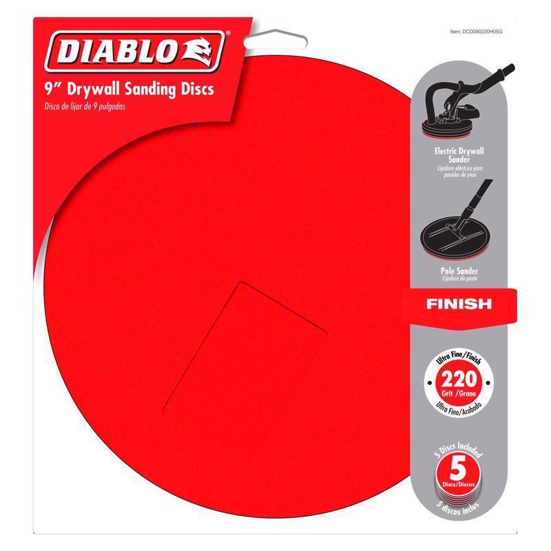 Diablo Hook and Lock 9 in. L X 9 in. W Aluminum Oxide 220 Grit Ultra Fine Drywall ROS Disk
