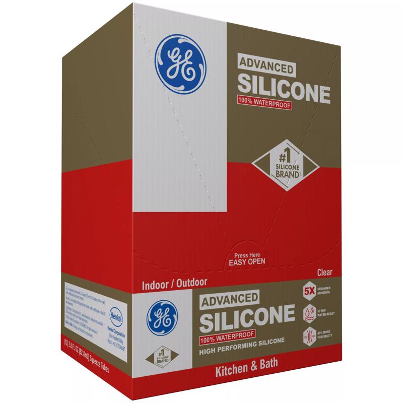 GE Advanced Clear Silicone 2 Kitchen and Bath Caulk Sealant 2.8 oz