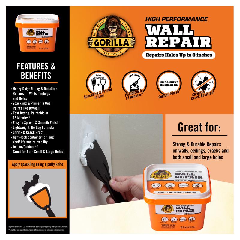 Gorilla White in. W X Wall Repair in. L Wall Repair Kit