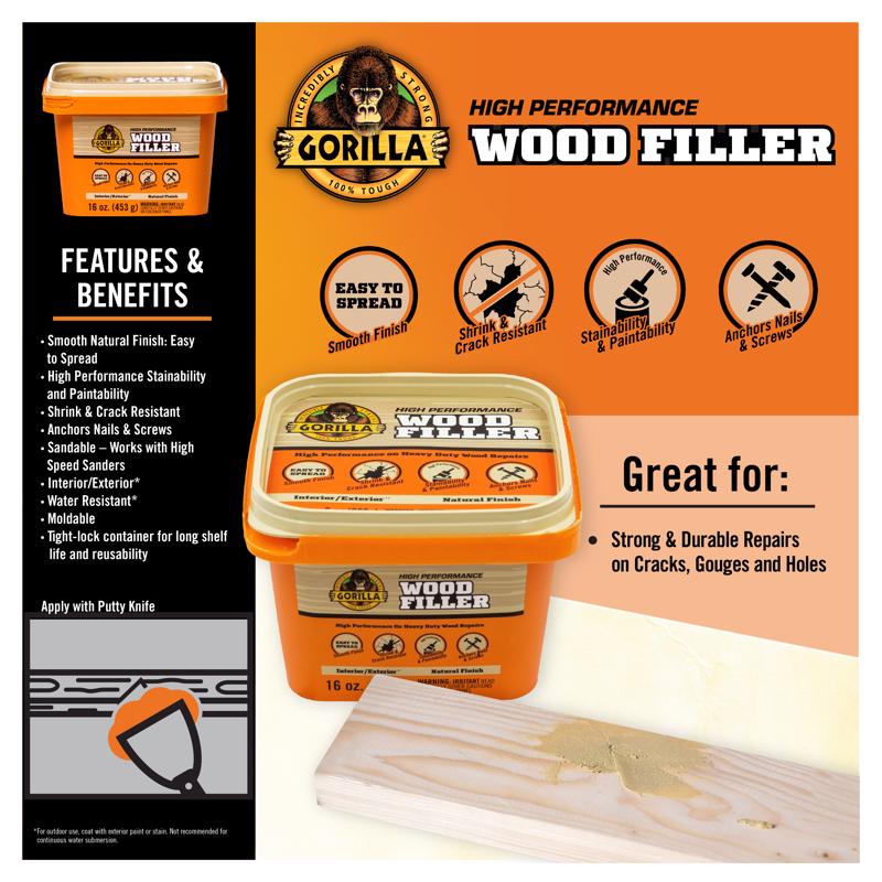 Gorilla Natural Wood Filler 8 oz