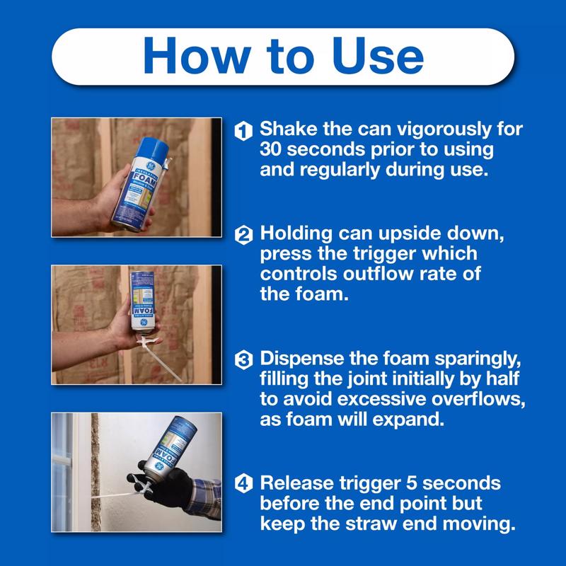 GE White Foam Window and Door Insulating Sealant 12 oz
