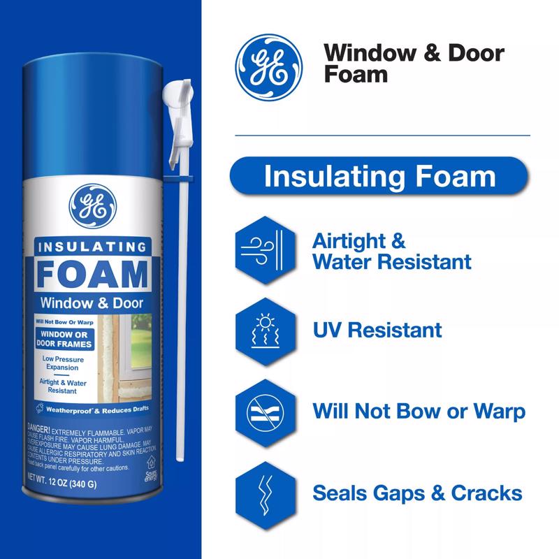 GE White Foam Window and Door Insulating Sealant 12 oz