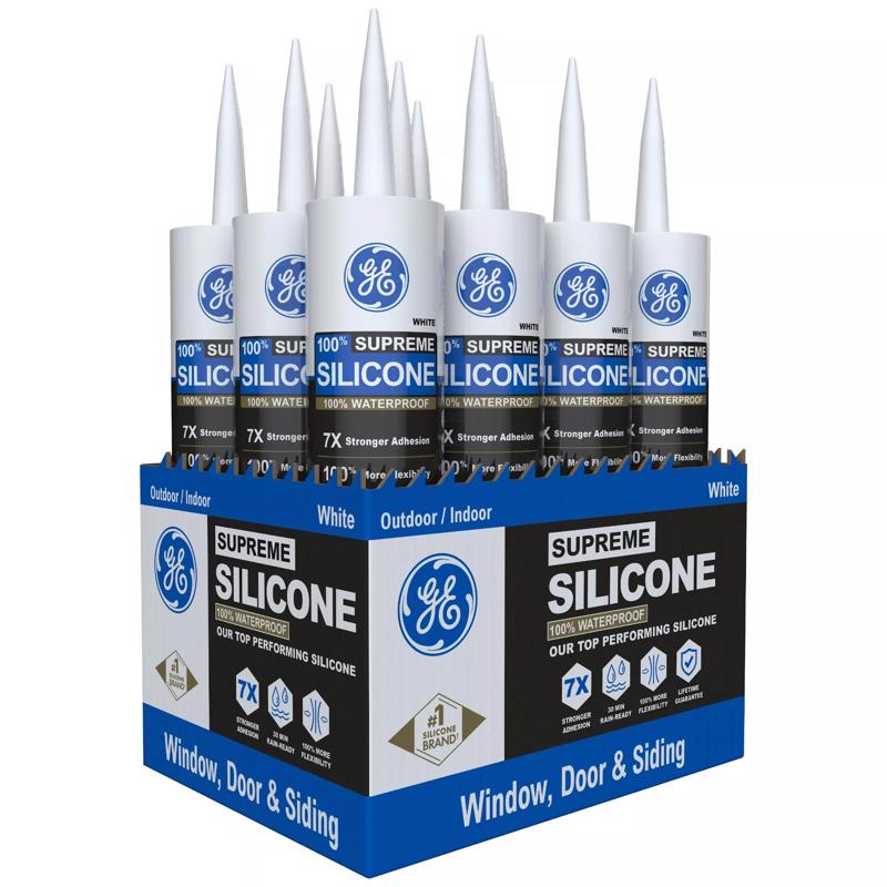 GE Supreme White Silicone Window and Door Sealant 10.1 oz