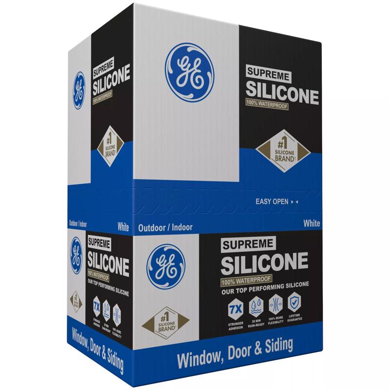 GE Supreme White Silicone Window and Door Sealant 10.1 oz