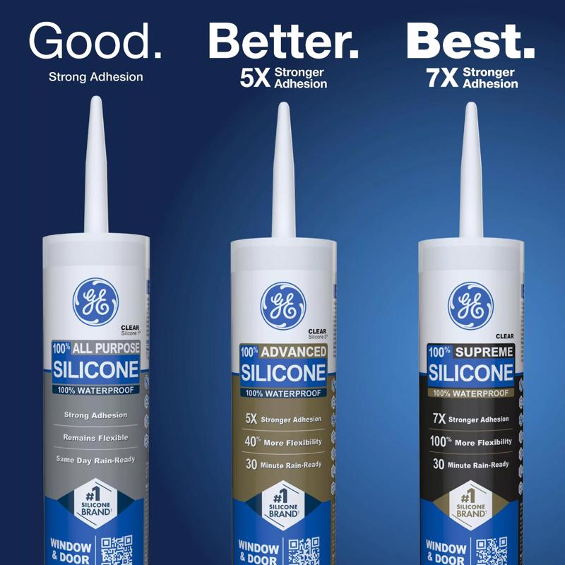 GE Supreme White Silicone Window and Door Sealant 10.1 oz