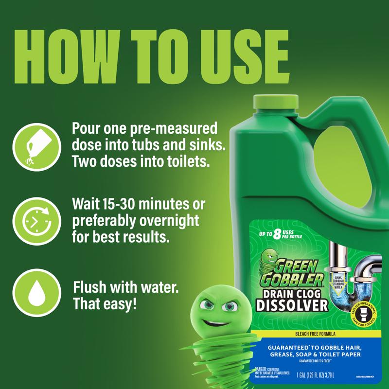 Green Gobbler Liquid Drain Clog Remover 1 gal
