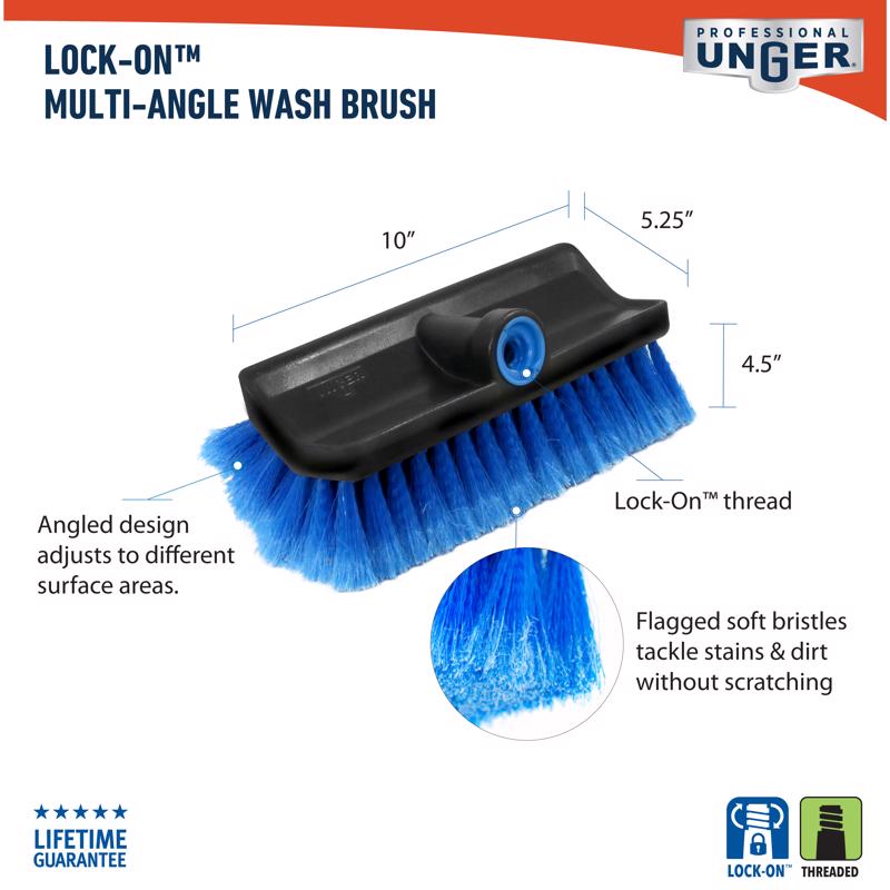 Unger 10 in. W Soft Bristle Plastic Handle Multi-Angle Wash Brush