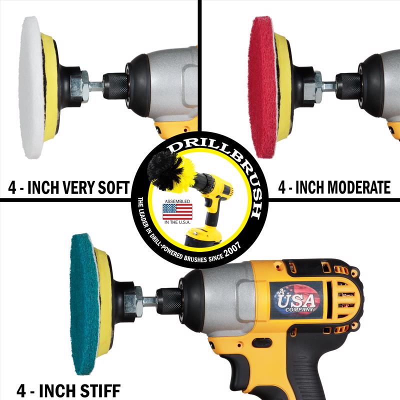 Drillbrush 4 in. W Soft/Medium Bristle Metal Handle Drill Brush Set