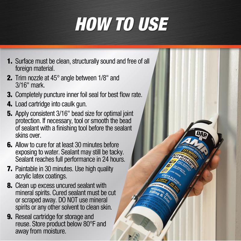 DAP AMP White Polymer Advanced Hybrid Caulk Sealant 9 oz