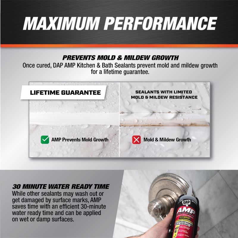 DAP AMP Crystal Clear Polymer Advanced Hybrid Caulk Sealant 9 oz
