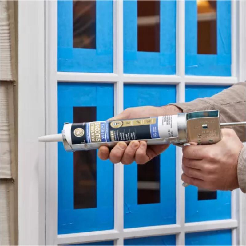 GE White Supreme Silicone Window and Door Caulk Sealant 9.5 oz