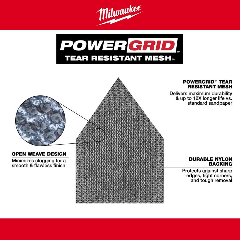 Milwaukee M12 3.75 in. L X 3.625 in. W Aluminum Oxide 80 Grit Coarse Sanding Sheet