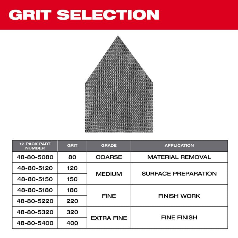 Milwaukee M12 3.75 in. L X 3.625 in. W Aluminum Oxide 80 Grit Coarse Sanding Sheet