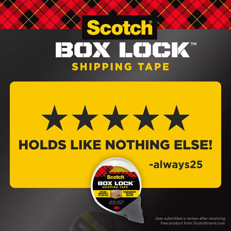 3M Scotch Box Lock 1.88 in. W X 22.2 yd L Shipping Tape with Dispenser