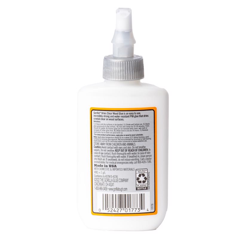 Gorilla High Strength Clear Wood Glue 4 oz