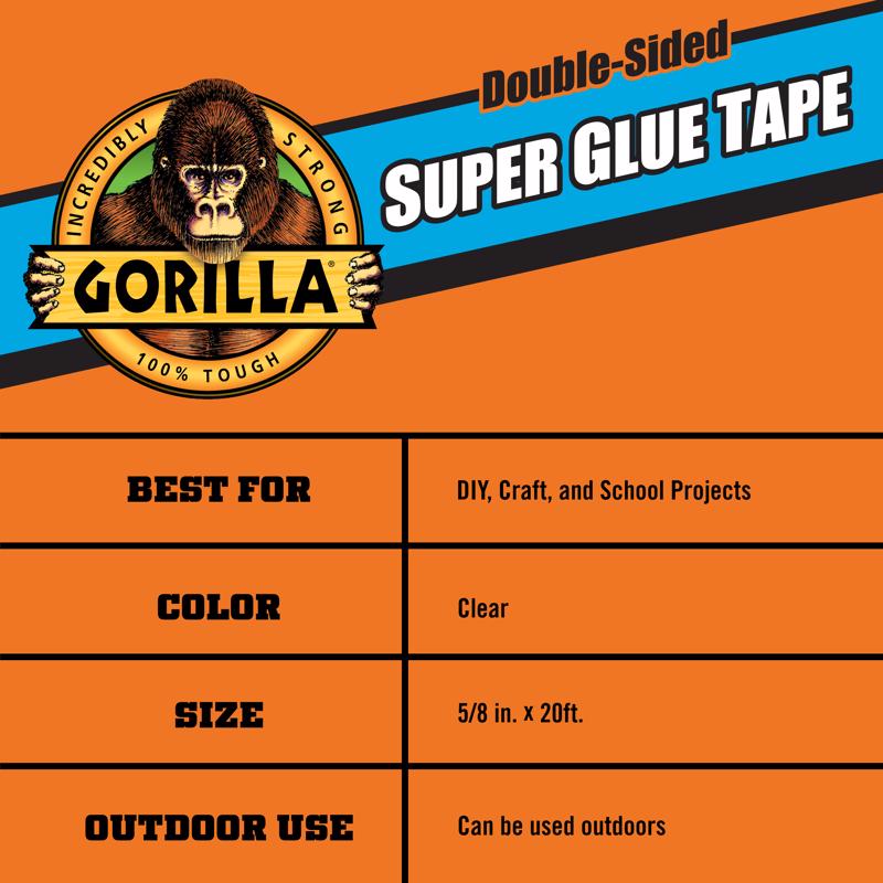 Gorilla Super Glue 240 in. L X 5/8 in. W Double-Sided Tape